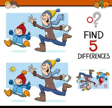 Differences activity task Cartoon Illustration of Finding Differences Educ... 스톡 사진