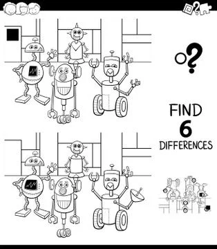 Differences color book with fantasy robots Stock Illustration