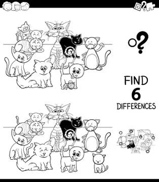 Differences color book with monkeys animal characters Stock Illustration