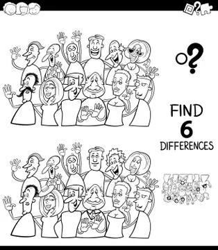 Differences color book with people group Stock Illustration