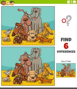 Differences educational game with cartoon dogs group Cartoon illustration ... Stock Photos