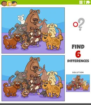 Differences educational game with cartoon dogs characters Cartoon illustra... Stock Photos