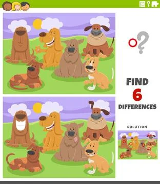 Differences educational game with cartoon dogs characters Cartoon illustra... Stock Photos