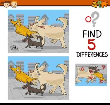 Differences educational game Cartoon Illustration of Finding Differences E... 스톡 사진