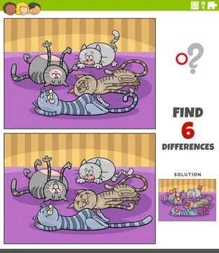 Differences educational game with cartoon sleeping cats Cartoon illustrati... Stock Photos