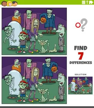 Differences educational game with cartoon zombies Cartoon illustration of ... Stock Photos