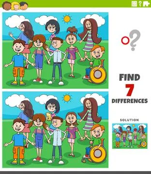 Differences educational game with children and teens Cartoon Illustration ... Stock Photos