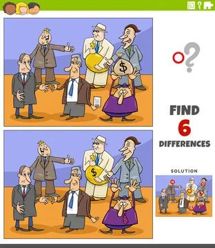 Differences educational game with comic businessmen Cartoon illustration o... Stock Photos