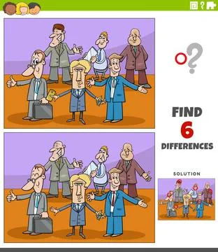 Differences educational game with comic men or businessmen Cartoon illustr... Stock Photos