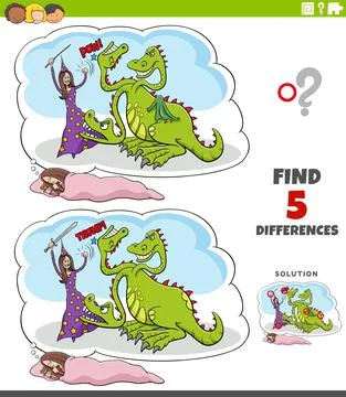 Differences educational game with fantasy dream Stock Illustration