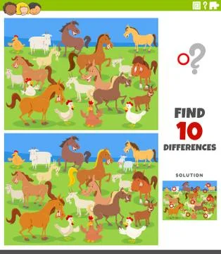 Differences educational game with farm animals イラスト素材