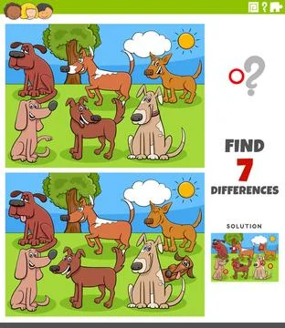 Differences educational game for kids with dogs Cartoon Illustration of Fi... Stock Photos