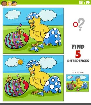 Differences educational game for kids with Easter chicks Cartoon illustrat... Stock Photos