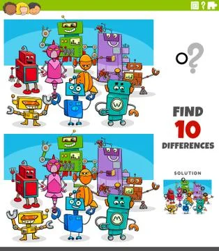 Differences educational game with robot characters Stock Illustration