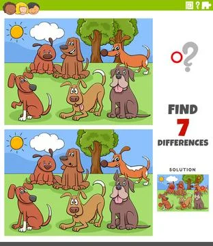 Differences educational task with cartoon dogs group Cartoon Illustration ... Stock Photos