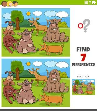 Differences educational task for kids with dogs Cartoon Illustration of Fi... Stock Photos
