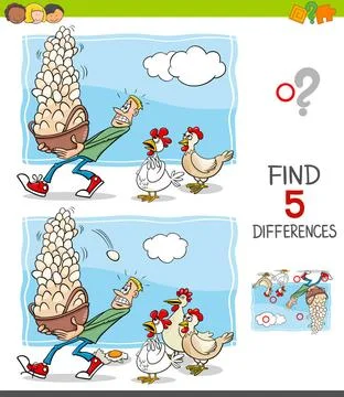 Differences game activity for children Cartoon Illustration of Finding Fiv... 写真素材