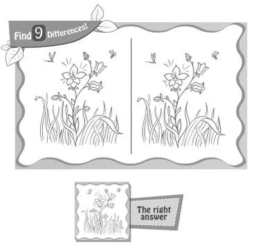 Differences game blooming flower Illustrazione stock