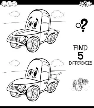 Differences game with car color book Illustrazione stock