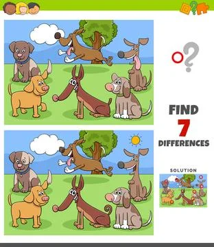Differences game with dog characters group Cartoon Illustration of Finding... Stock Photos