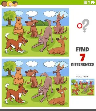 Differences game with dogs characters group Cartoon Illustration of Findin... Stock Photos