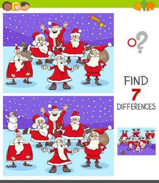 Differences game with Santa Claus characters Cartoon Illustration of Findi... Stock Photos