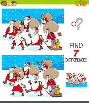 Differences game with Santa Claus characters Cartoon Illustration of Findi... 스톡 사진