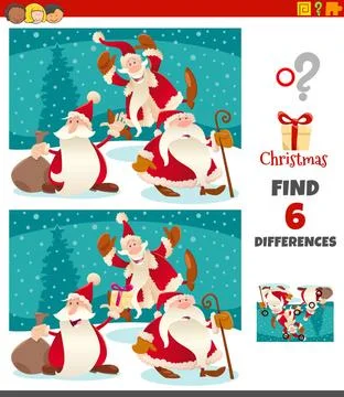Differences game with Santa Claus characters Cartoon Illustration of Findi... Stock Photos