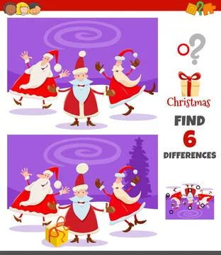 Differences game with Santa Claus characters group Cartoon Illustration of... Stock Photos