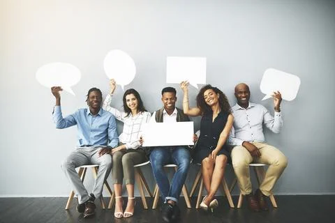 Differences in opinion can be a great thing. Studio shot of a group of Stock Photos