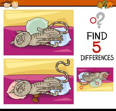 Differences preschool task Cartoon Illustration of Finding Differences Edu... Foto stock