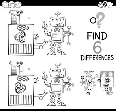 Differences with robots coloring page Stock Illustration