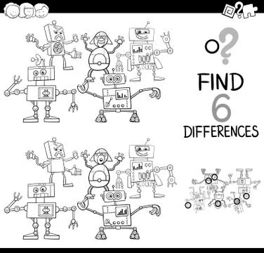 Differences with robots coloring page Stock Illustration