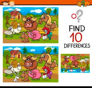 Differences task with animals イラスト素材