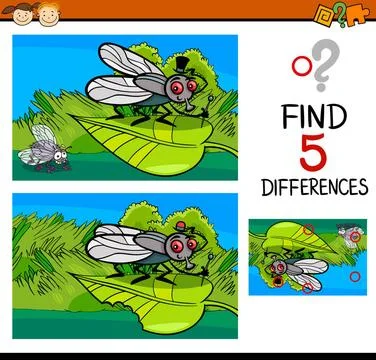 Differences task for child Cartoon Illustration of Finding Differences Edu... 写真素材