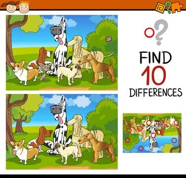 Differences task for children Cartoon Illustration of Finding Differences ... Foto stock
