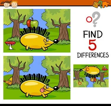 Differences task for children Cartoon Illustration of Finding Differences ... Foto stock