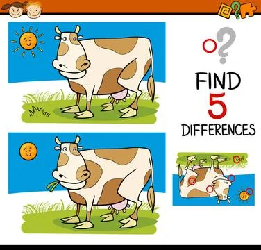 Differences task for children Cartoon Illustration of Finding Differences ... Foto stock