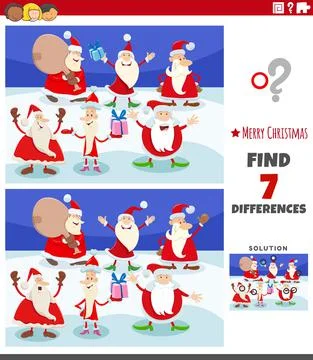 Differences task for children with Santa Claus characters Stock Illustration