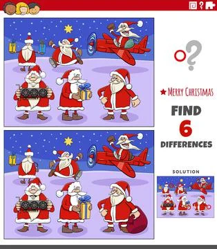 Differences task for children with Santa Clauses characters Stock Illustration