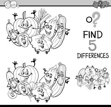 Differences task coloring book Black and White Cartoon Illustration of Fin... Stock Photos