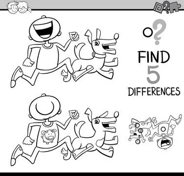 Differences task coloring book Black and White Cartoon Illustration of Fin... Stock Photos