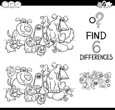 Differences task coloring page Black and White Cartoon Illustration of Fin... Stock Photos