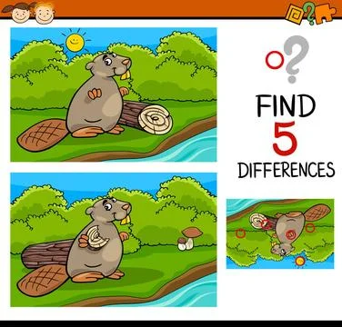 Differences task for kids Cartoon Illustration of Finding Differences Educ... 写真素材