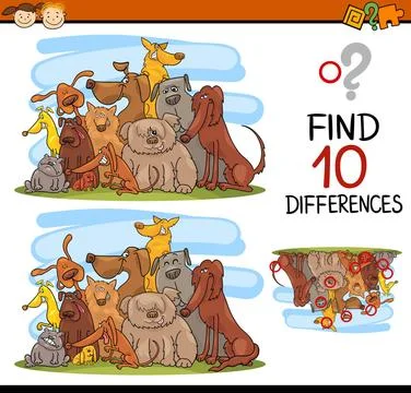 Differences task for kids Cartoon Illustration of Finding Differences Educ... Foto stock