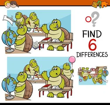 Differences task for kids Cartoon Illustration of Finding Differences Educ... Foto stock