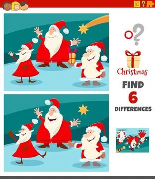 Differences task with Santa Claus characters Cartoon Illustration of Findi... Stock Photos