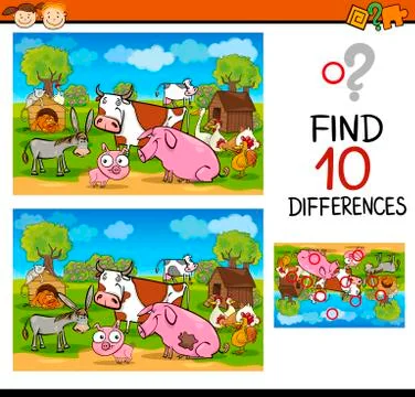 Differences test with farm animals イラスト素材