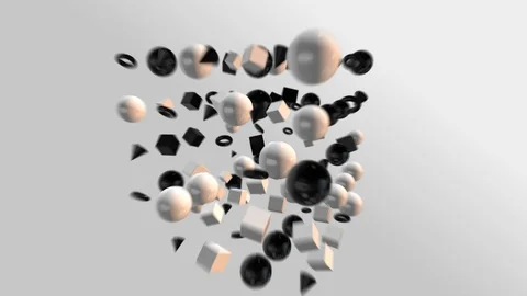 Different 3D shapes explode from a single shape resembling diversity looping Stock Footage 119996897