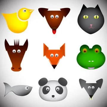 Different abstract animals set, vector illustration Stock Illustration